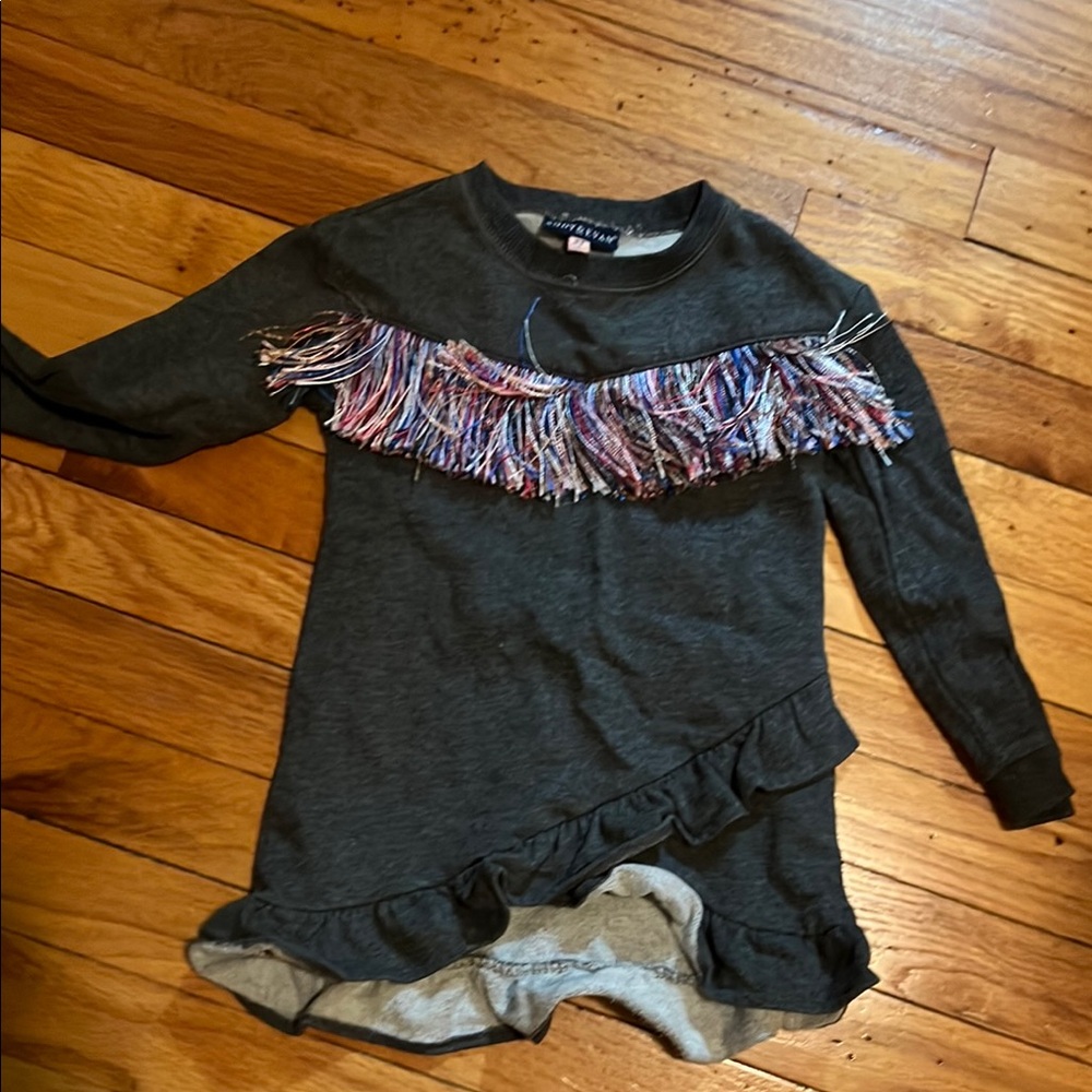 Gray Fringe Sweater Dress
